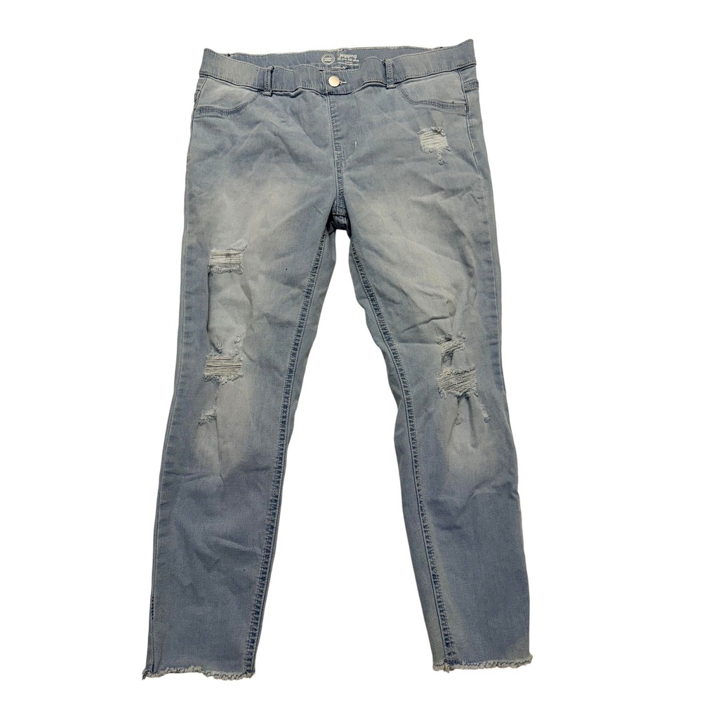 Wonder Nation Jeans Girls 14-16 Plus Blue Jegging Distressed Raw Hem Denim